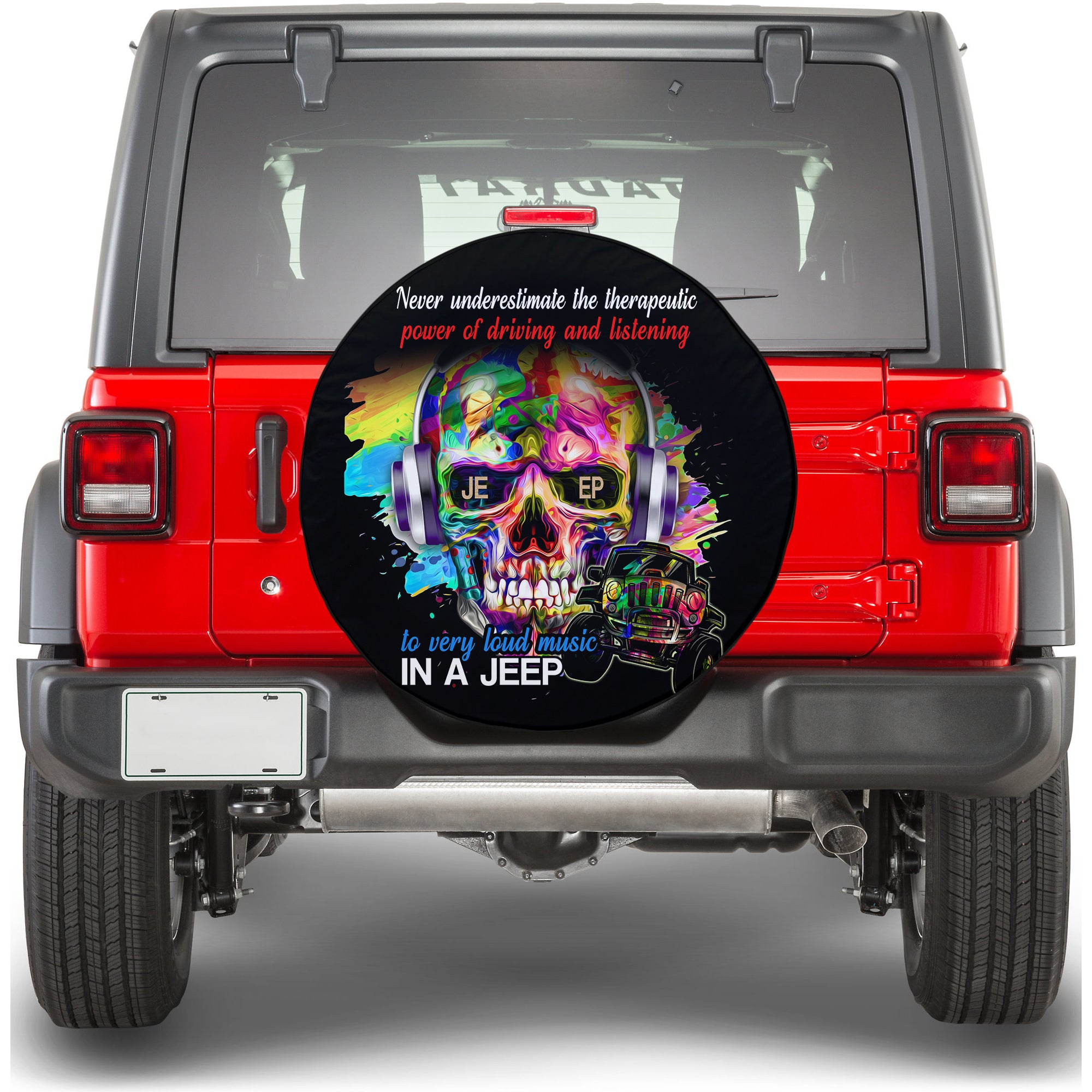 Jeep Skull Color Splash Music Spare Tire Cover Black Vibes LT14