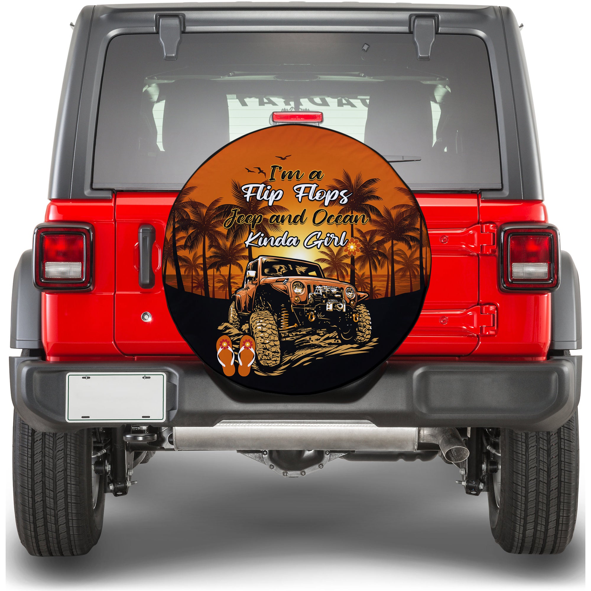 Jeep Spare Tire Cover Im A Flip Flops And Jeep Kinda Girl Orange LT14