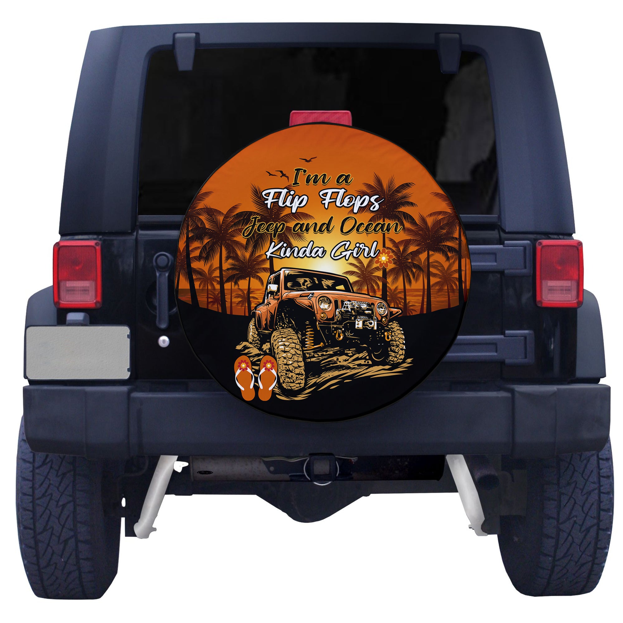 Jeep Spare Tire Cover Im A Flip Flops And Jeep Kinda Girl Orange LT14