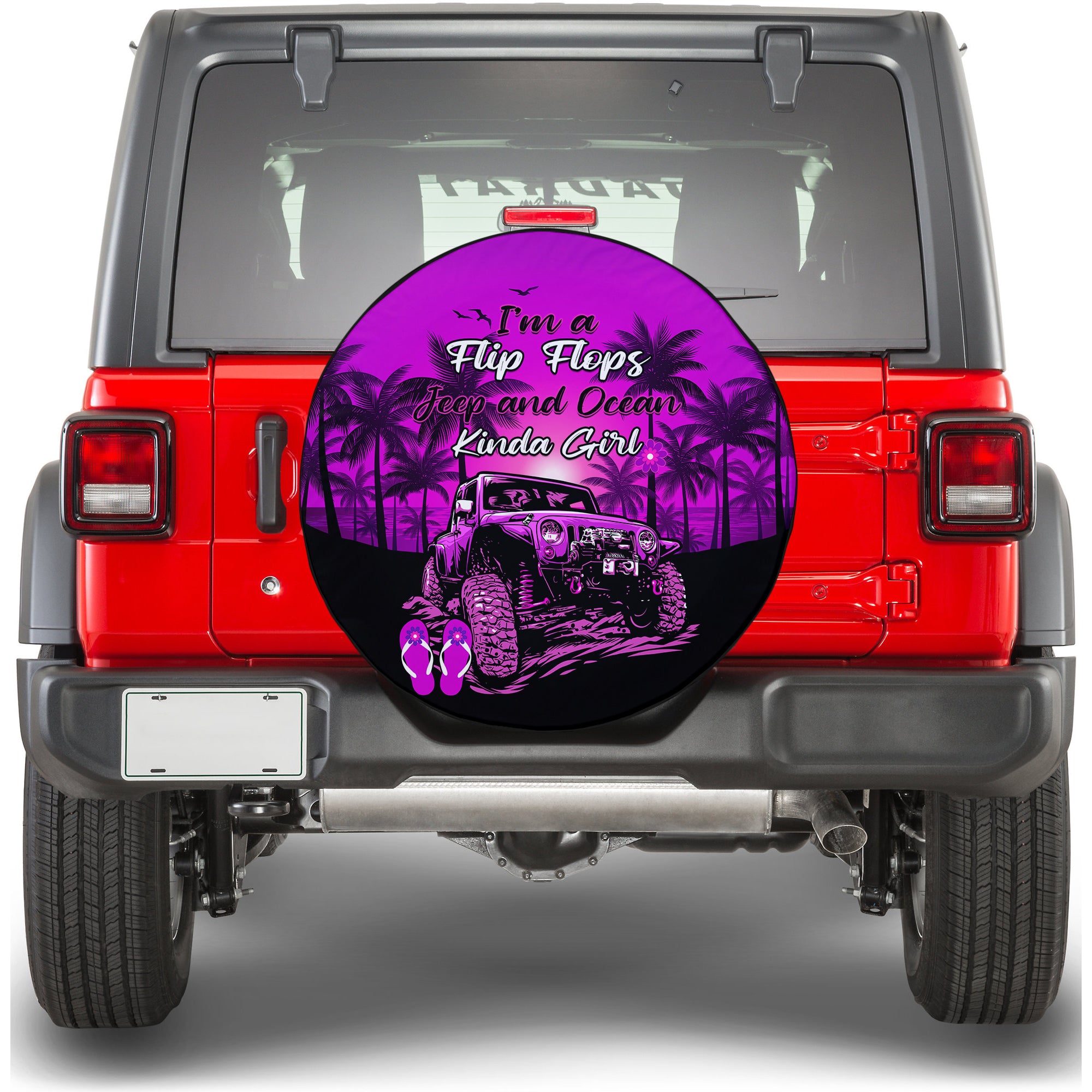 Purple Jeep Spare Tire Cover Im A Flip Flops And Jeep Kinda Girl LT14