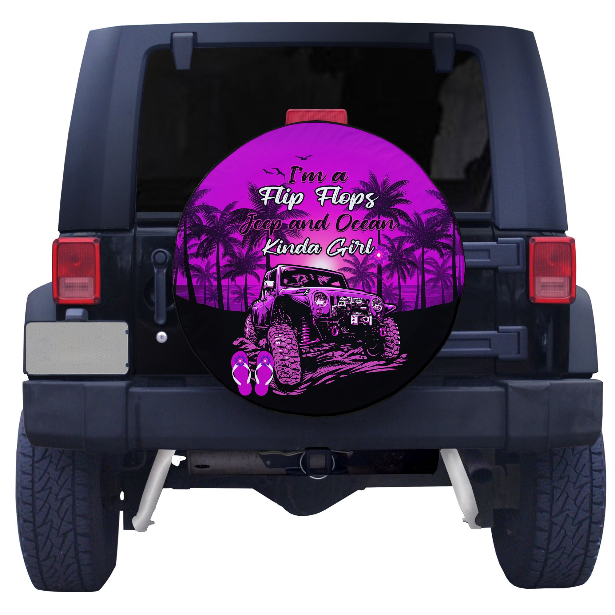 Purple Jeep Spare Tire Cover Im A Flip Flops And Jeep Kinda Girl LT14