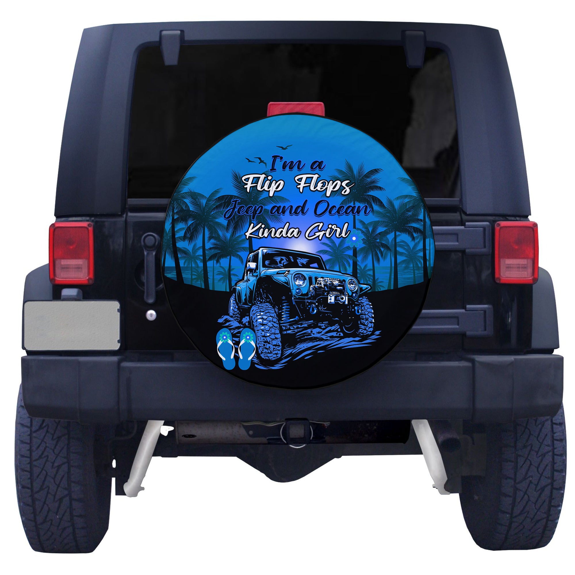 Jeep Spare Tire Cover Im A Flip Flops And Jeep Kinda Girl Blue LT14