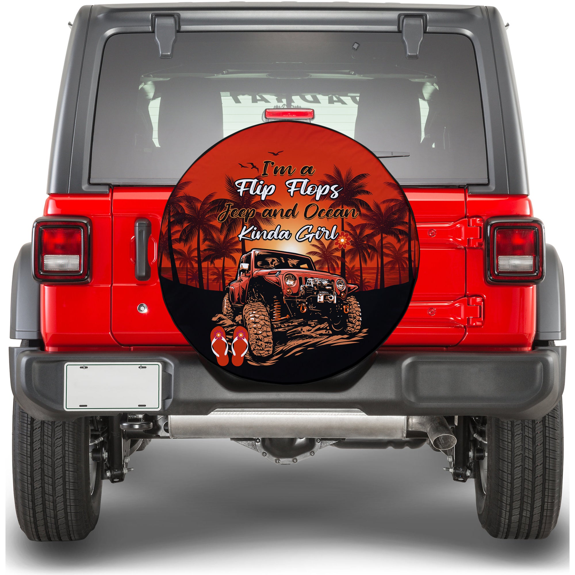 Jeep Spare Tire Cover Im A Flip Flops And Jeep Kinda Girl Red LT14