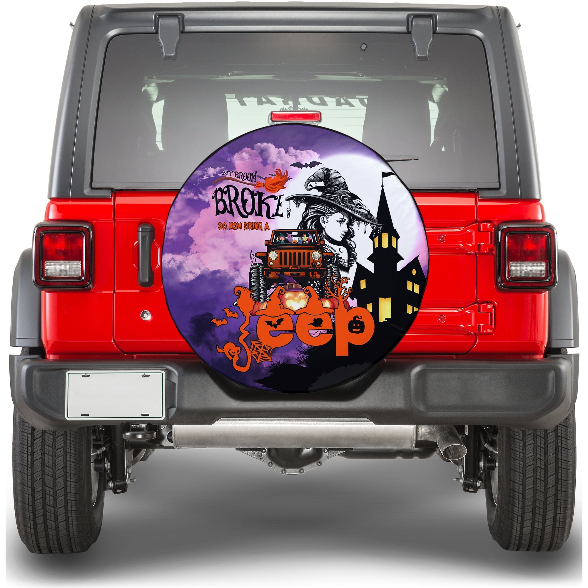 My Broom Broke So Now Drive A Jeep Halloween Spare Tire Cover - LT2