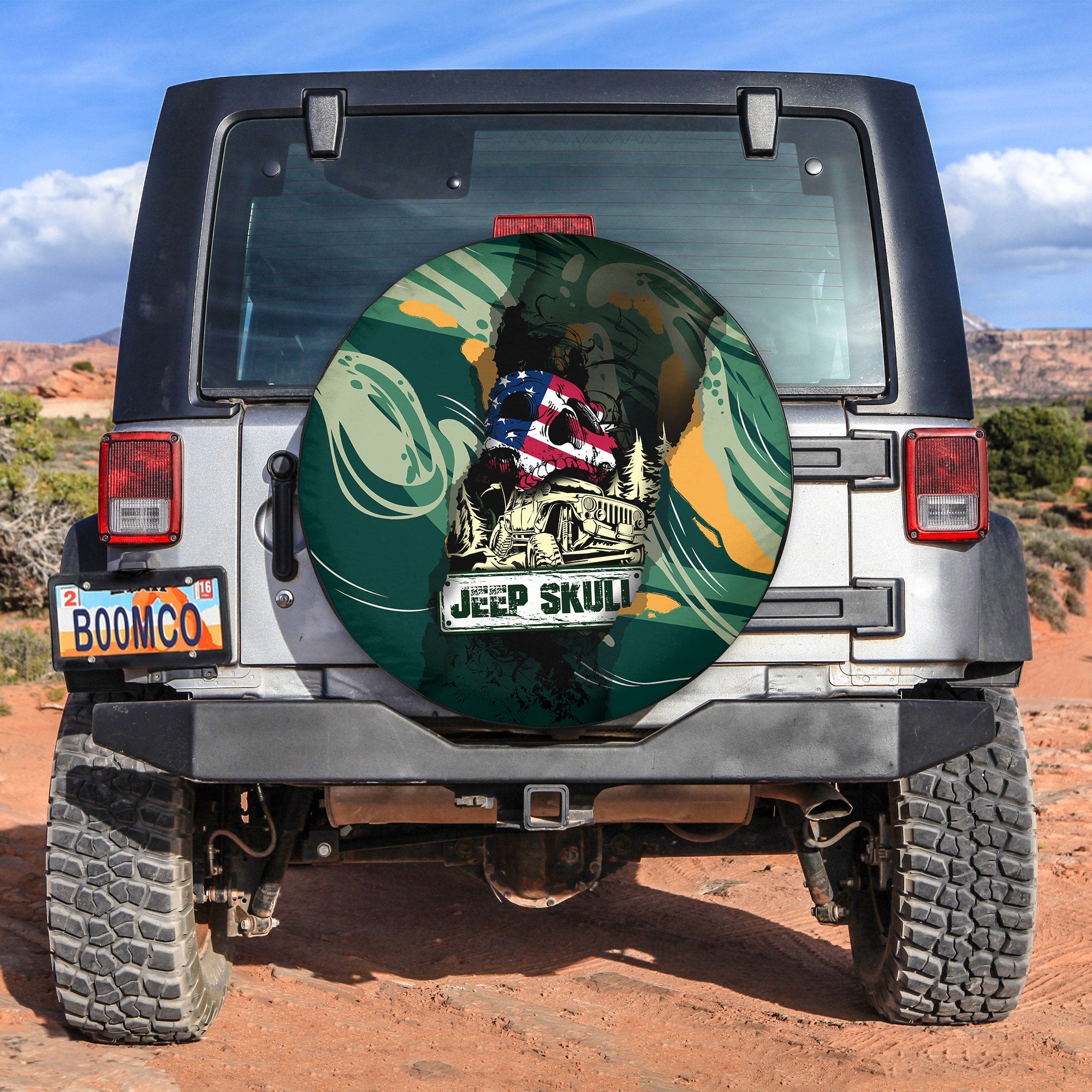 Jeep Skull Abstract Art Spare Tire Cover