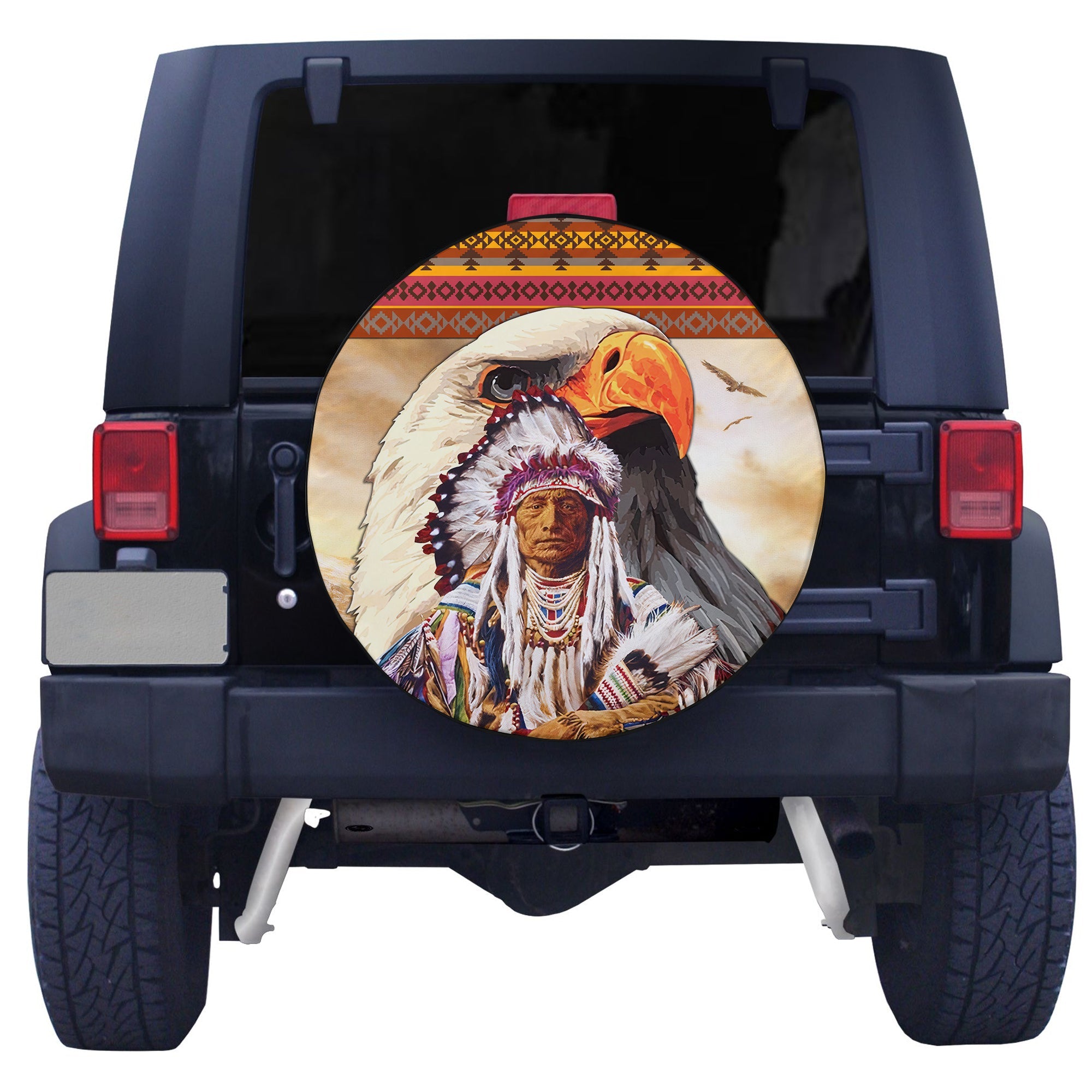 Native American Indian Chief White Eagle Spare Tire Cover - LT2