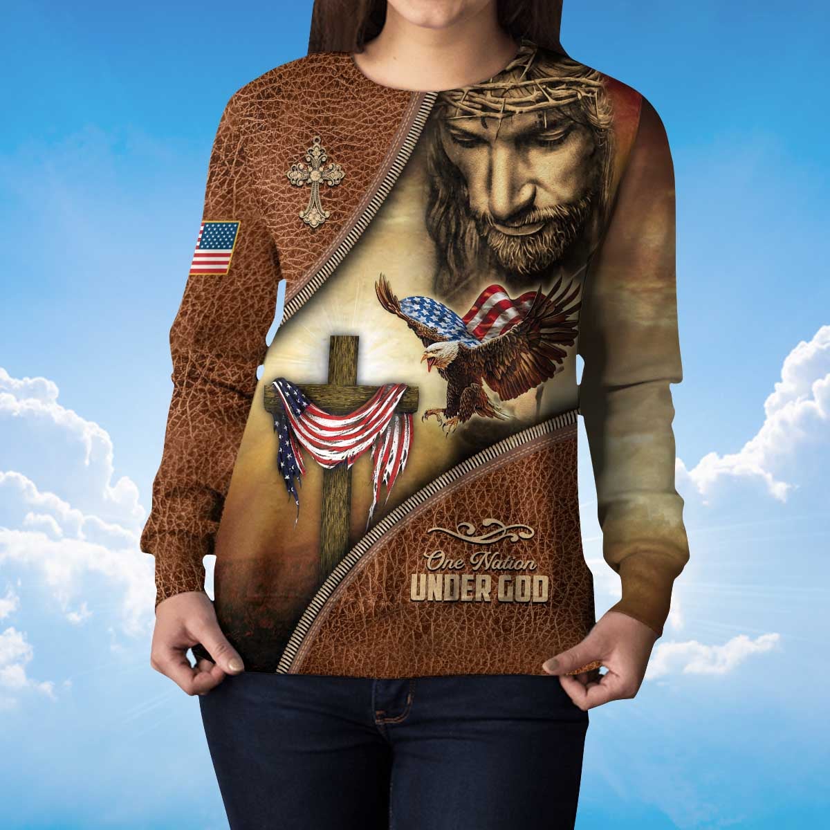 america-a-nation-under-god-eagle-american-flag-and-the-cross-sweatshirt