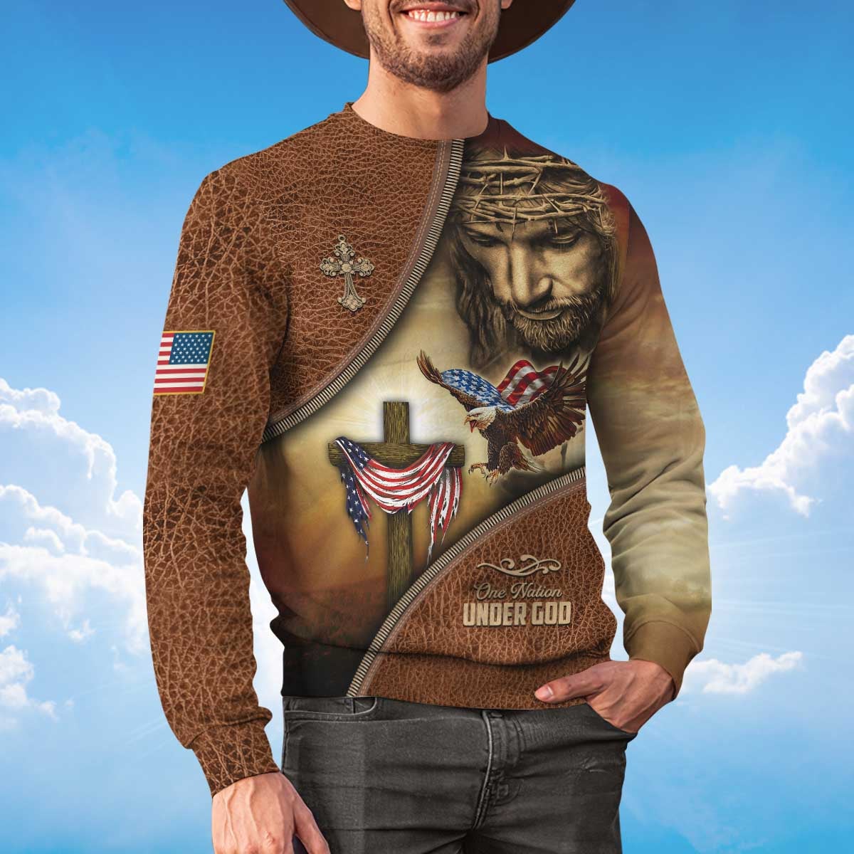 america-a-nation-under-god-eagle-american-flag-and-the-cross-sweatshirt