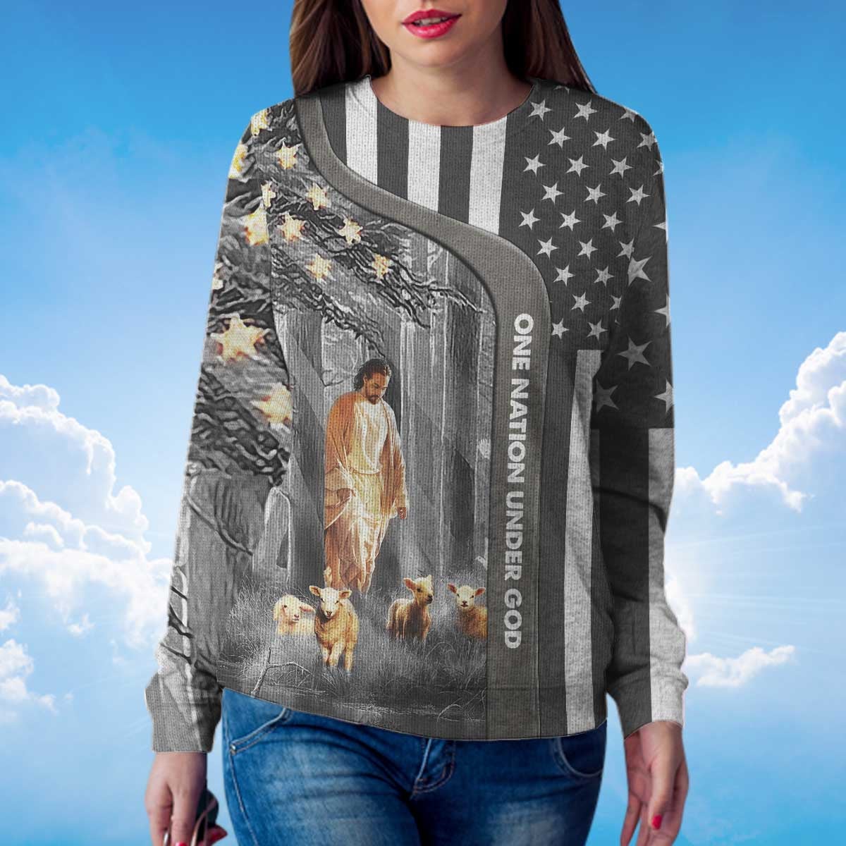 america-one-nation-under-god-sweater-jesus-and-lamb-sweater