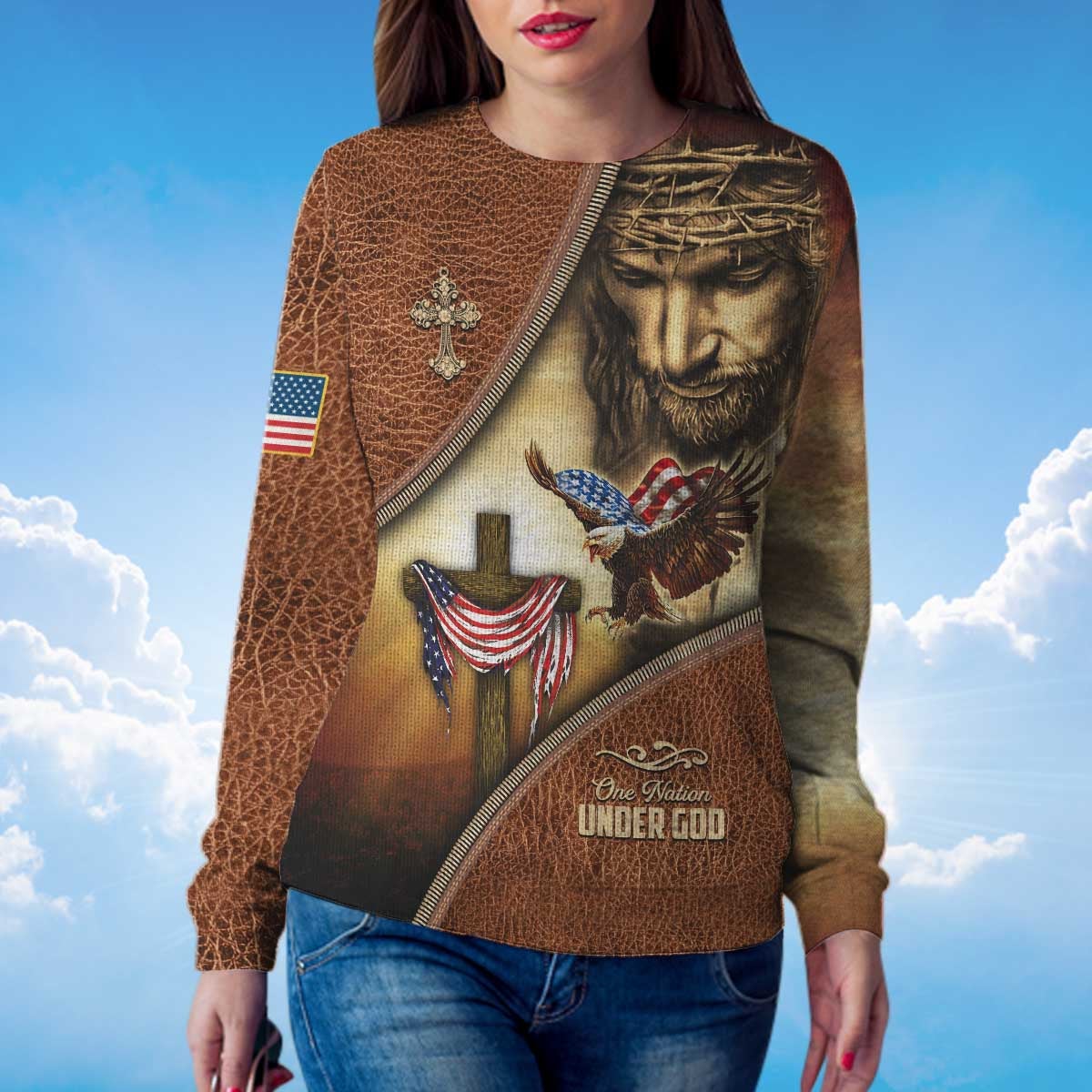 america-a-nation-under-god-eagle-american-flag-and-the-cross-sweater