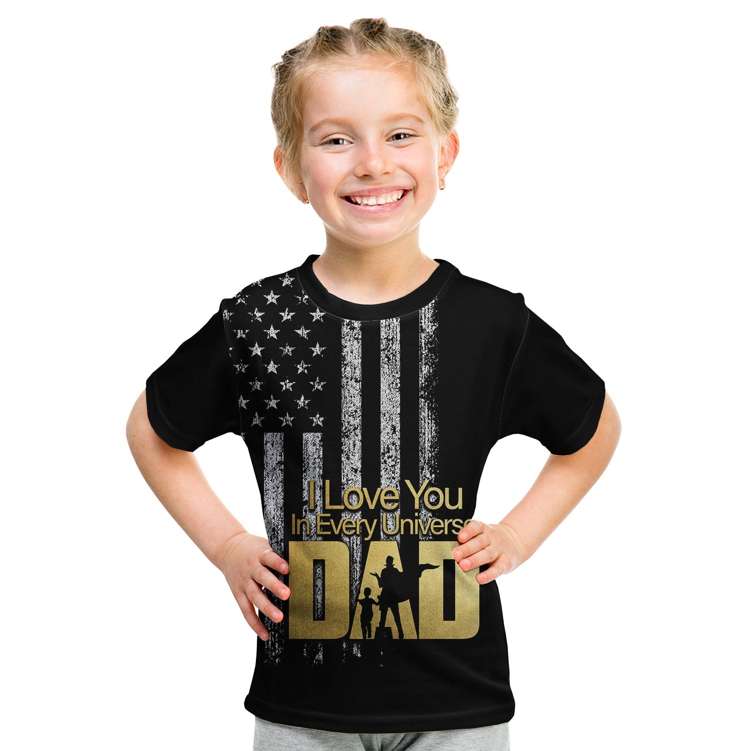 (Custom Personalised) American Flag Father Day T Shirt KID