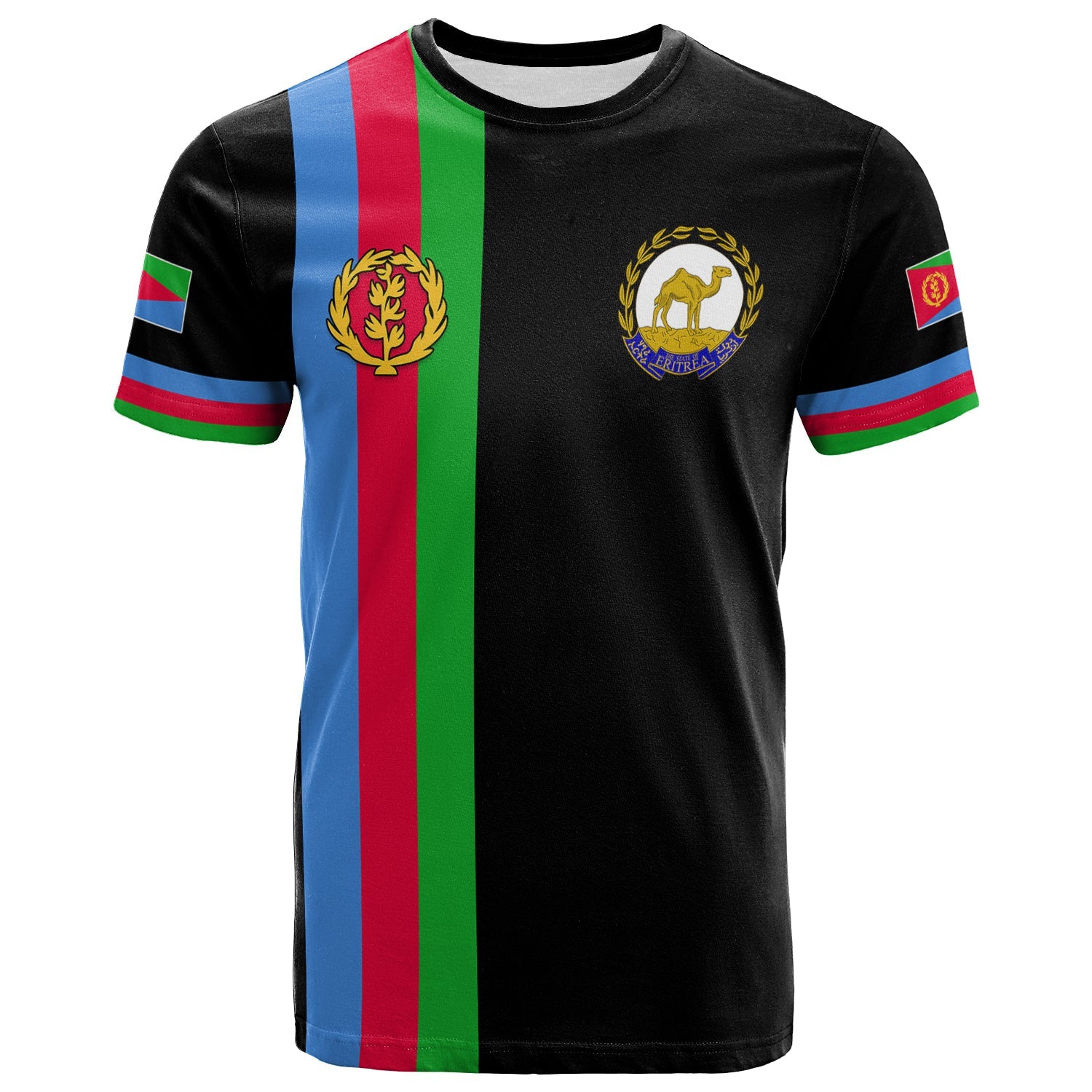 (Custom Personalised) Eritrea T Shirt Striped Black LT13