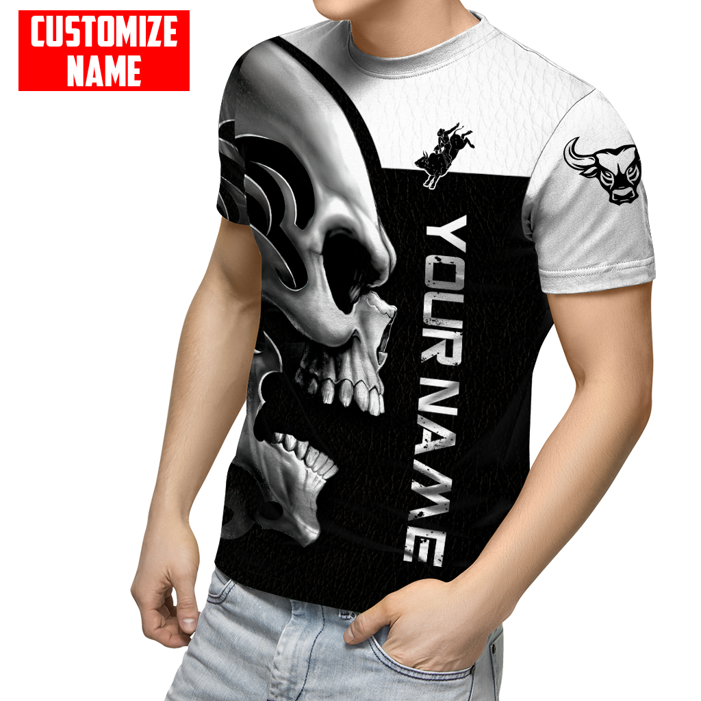 Personalized Name Rodeo Skull 3D All Over Printed Unisex Shirts Bull Riding