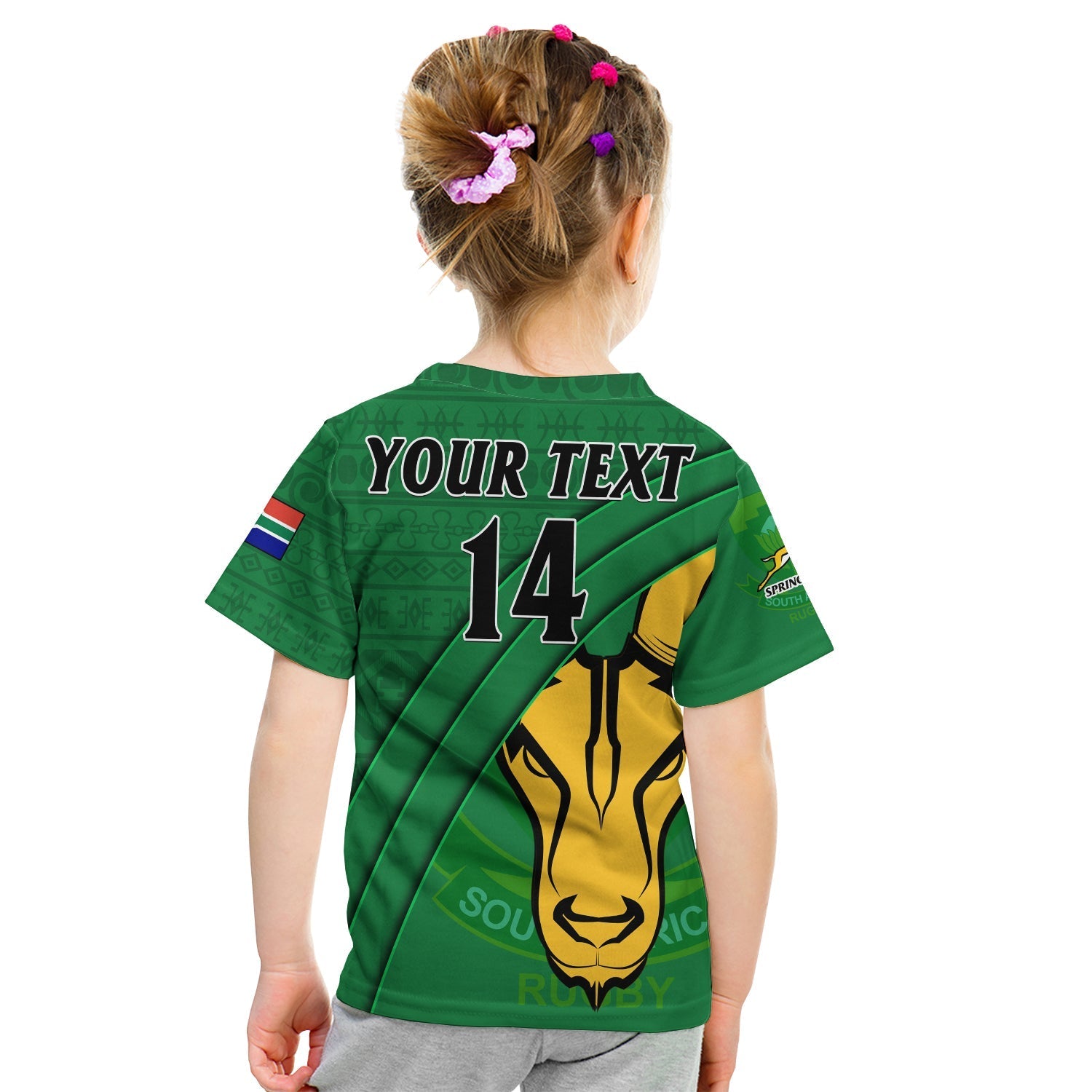 custom-text-and-number-south-africa-rugby-t-shirt-kid-bokke-springbok-with-african-pattern-stronger-together