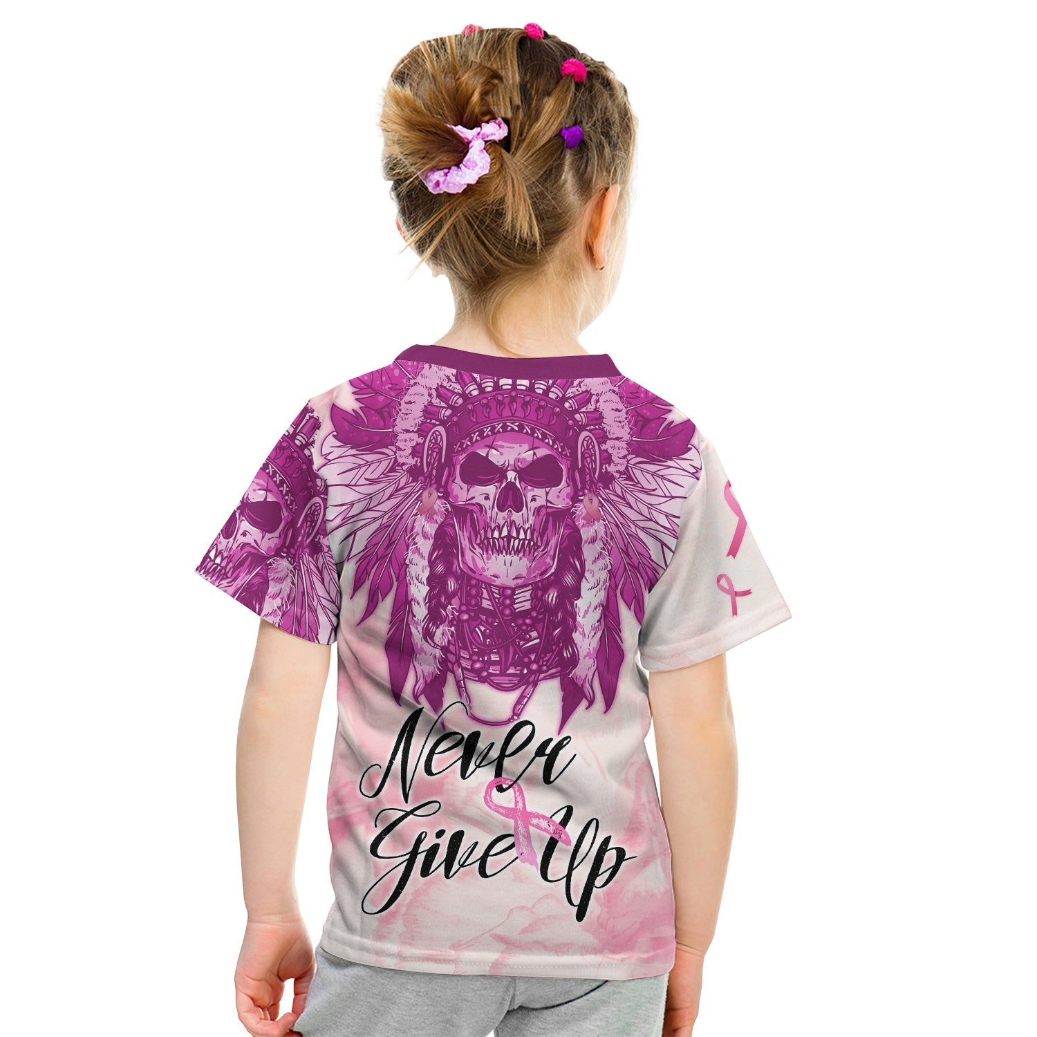 pink-power-breast-cancer-t-shirt-never-give-up-native-american-skull