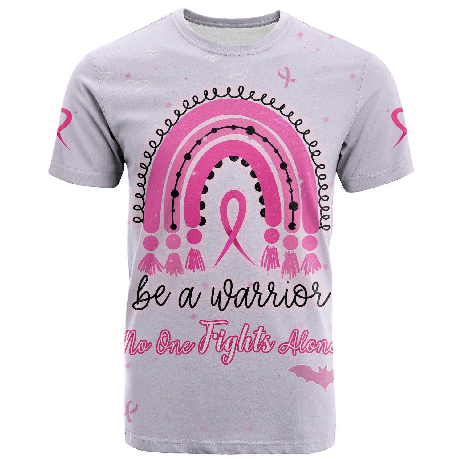 custom-personalised-breast-cancer-t-shirt-rainbow-be-a-warrior-no-one-fights-alone