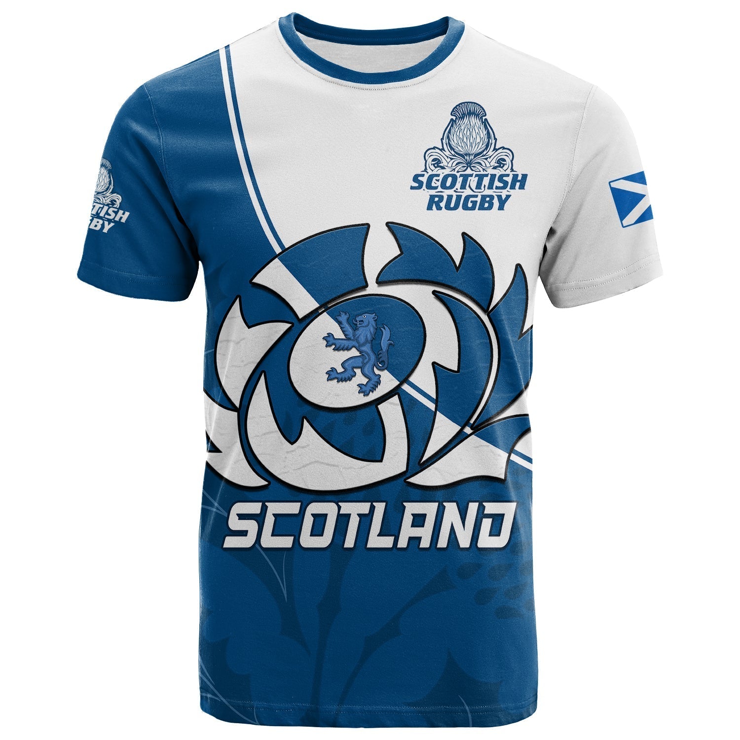 custom-text-and-number-scotland-rugby-t-shirt-scottish-coat-of-arms-mix-thistle-newest-version