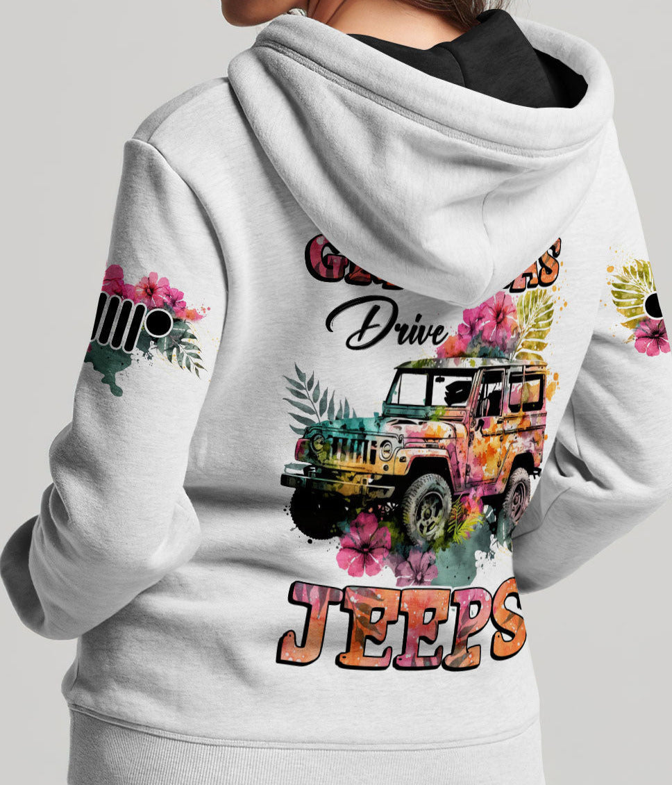 The Best Grandmas Drive Jeeps Hibiscus Hoodie