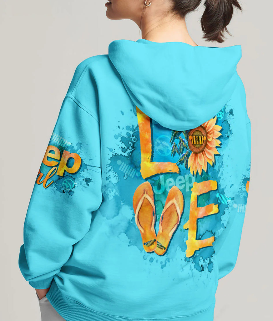 jeep-love-sunflower-turtle-flip-flops-hoodie