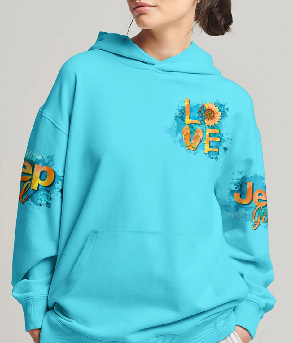 jeep-love-sunflower-turtle-flip-flops-hoodie