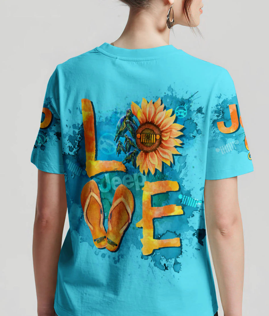 jeep-love-sunflower-turtle-flip-flops-t-shirt