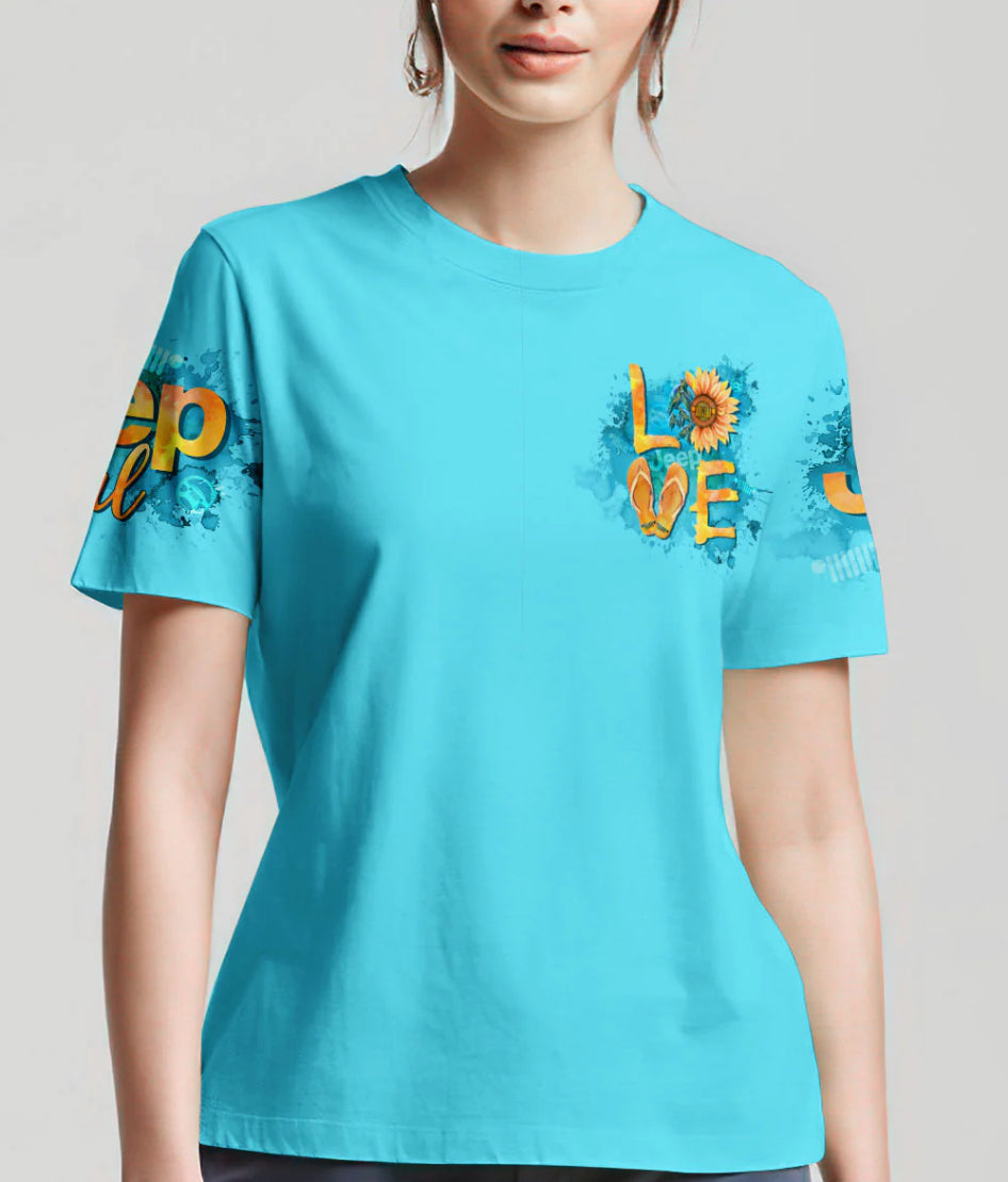 jeep-love-sunflower-turtle-flip-flops-t-shirt