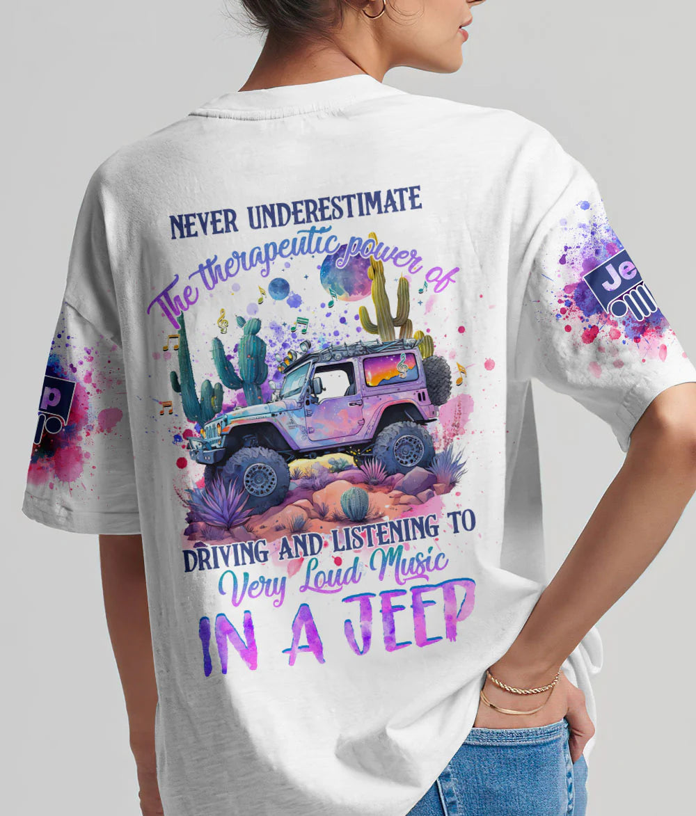 never-underestimate-loud-music-in-a-jeep-t-shirt