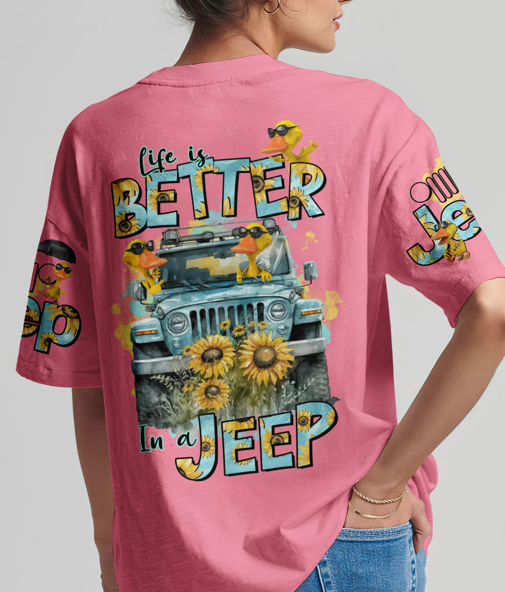 life-is-better-in-a-jeep-duck-sunflowers-t-shirt