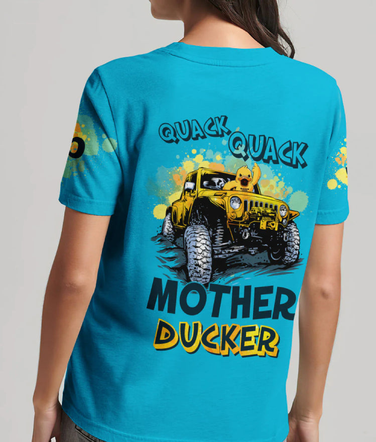 quack-quack-motherducker-jeep-blue-watercolor-t-shirt