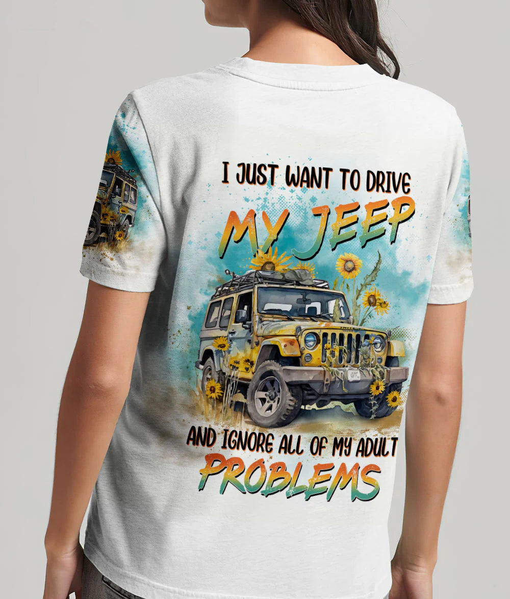 i-just-want-to-drive-my-jeep-sunflower-t-shirt