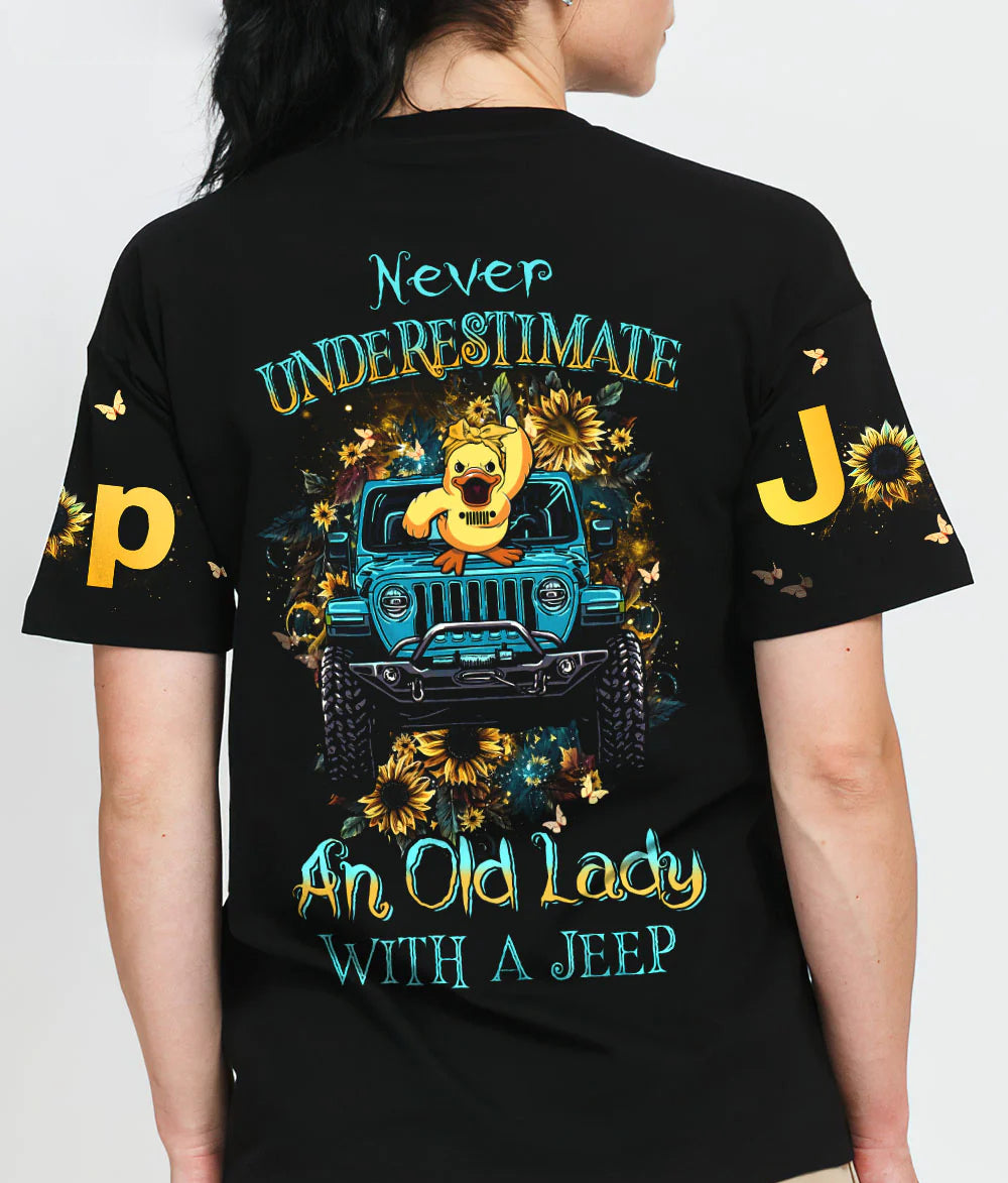 never-underestimate-an-old-lady-jeep-daisy-black-t-shirt