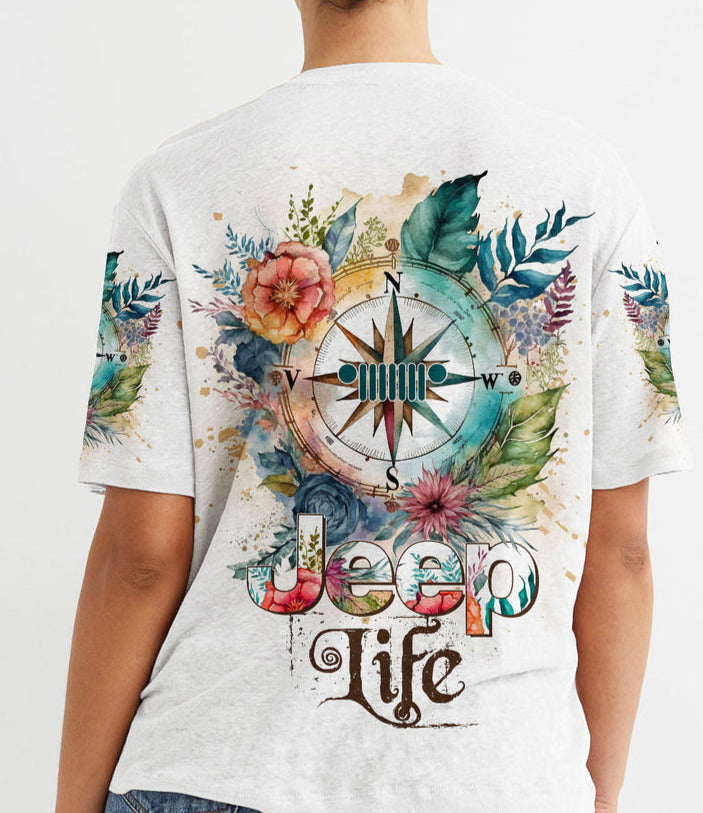 Jeep Life Compass Flower T Shirt