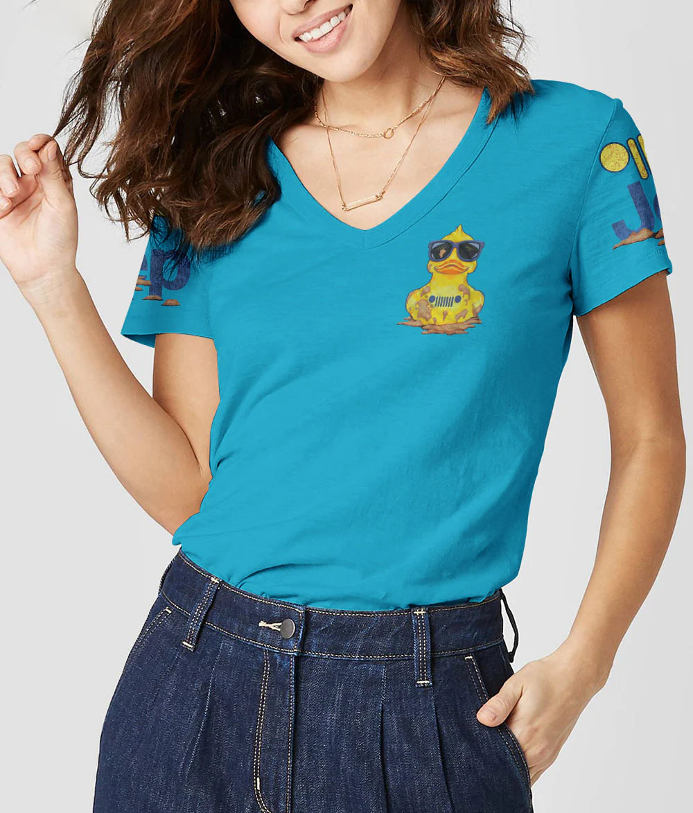 aint-nothing-but-a-jeep-thang-duck-women-v-neck-t-shirt