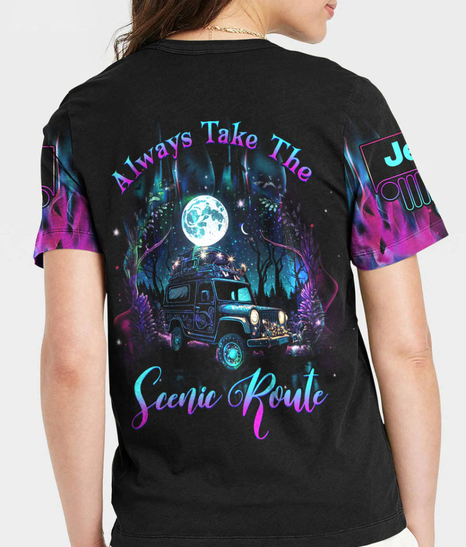 always-take-the-scenic-route-women-v-neck-t-shirt