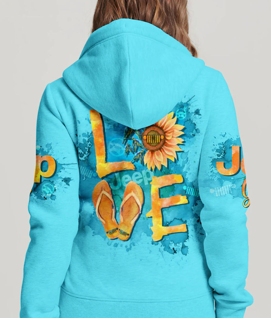 jeep-love-sunflower-turtle-flip-flops-hoodie