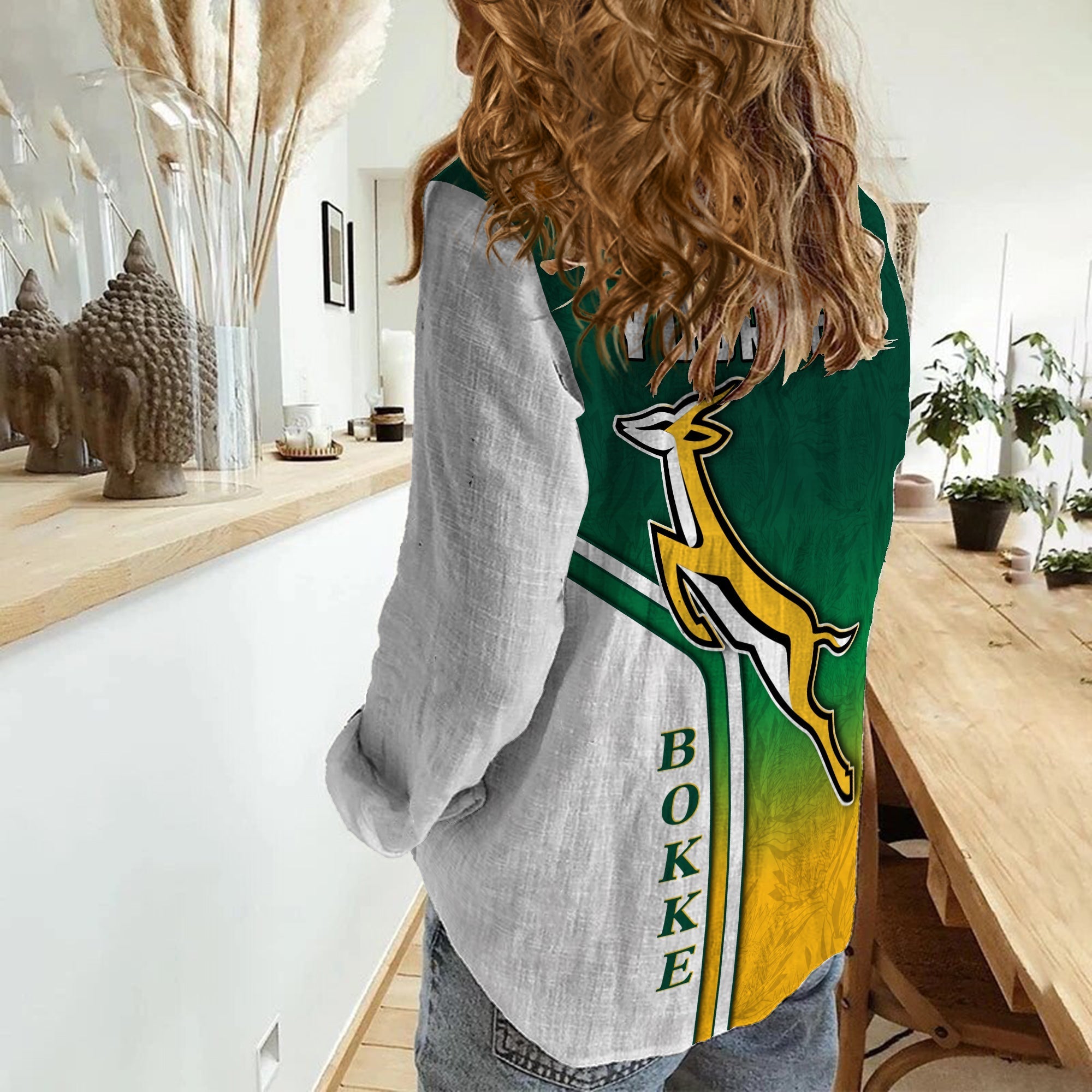 custom-personalised-south-africa-rugby-women-casual-shirt-protea-flower-springboks-go-bokke