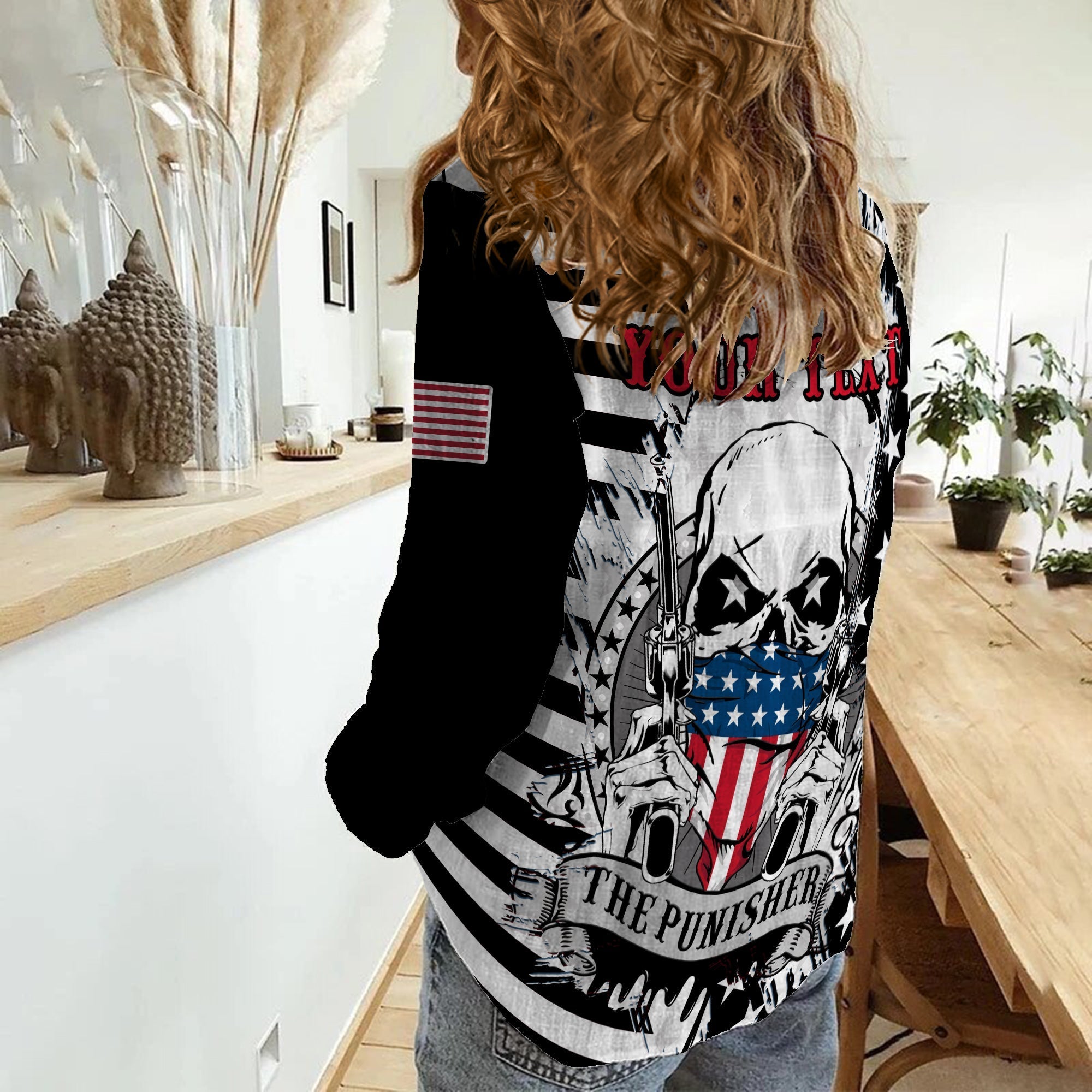 custom-personalised-america-women-casual-shirt-american-flag-punisher-skull-grunge-style