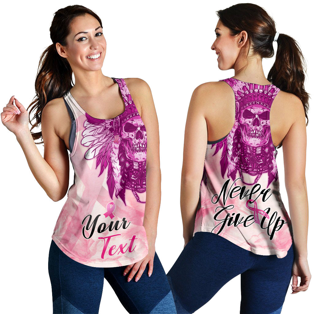 custom-personalised-pink-power-breast-cancer-women-racerback-tank-never-give-up-native-american-skull