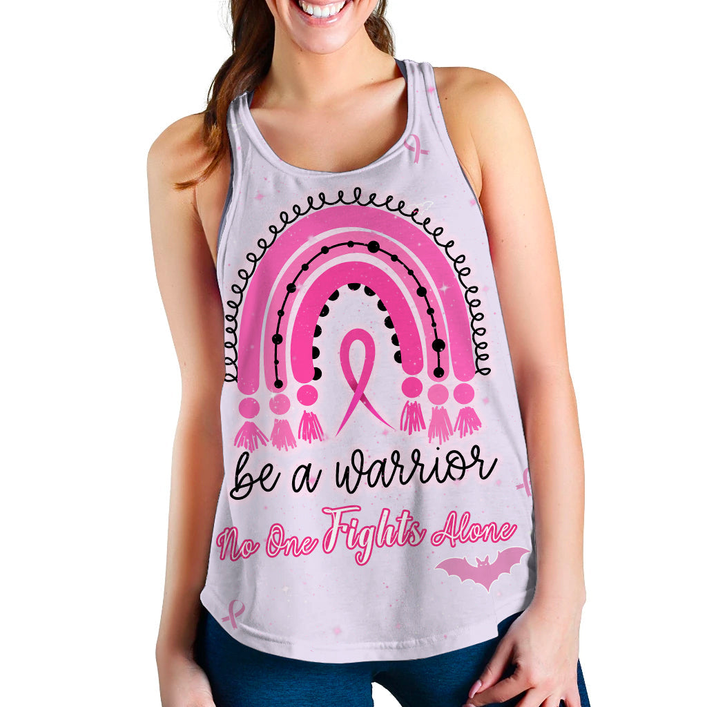 custom-personalised-breast-cancer-women-racerback-tank-rainbow-be-a-warrior-no-one-fights-alone