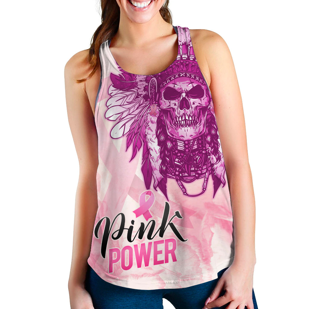 pink-power-breast-cancer-women-racerback-tank-never-give-up-native-american-skull