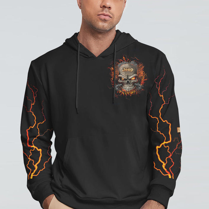 Never Underestimate An Old Man Jeep Hoodie Fire