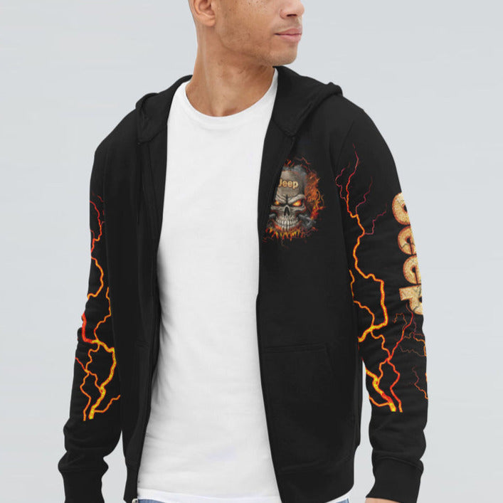 Never Underestimate An Old Man Jeep Hoodie Fire