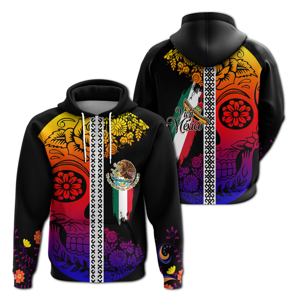 Mexico Zip Up Hoodie Da de Muertos Sugar Skull Viva Mexico