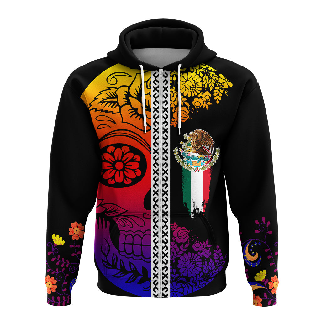 Mexico Zip Up Hoodie Da de Muertos Sugar Skull Viva Mexico