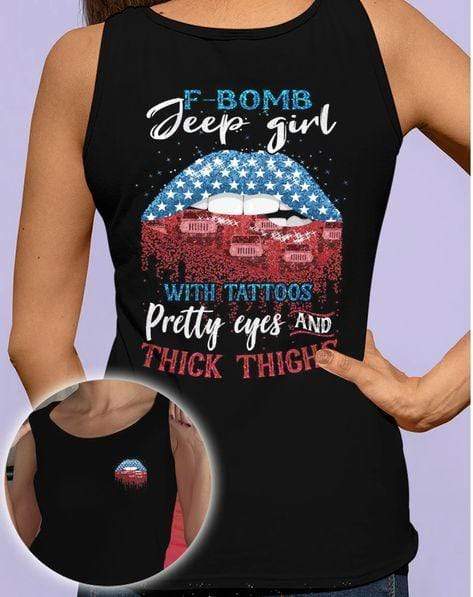 F-Bomb Jeep Girl American Lips Hoodie – Tank Top – Legging 3D