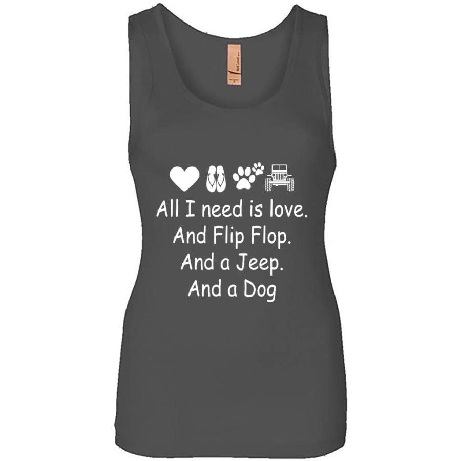 all-i-need-is-love-and-flip-flops-and-a-jeep-and-a-dog-womens-jersey-tank