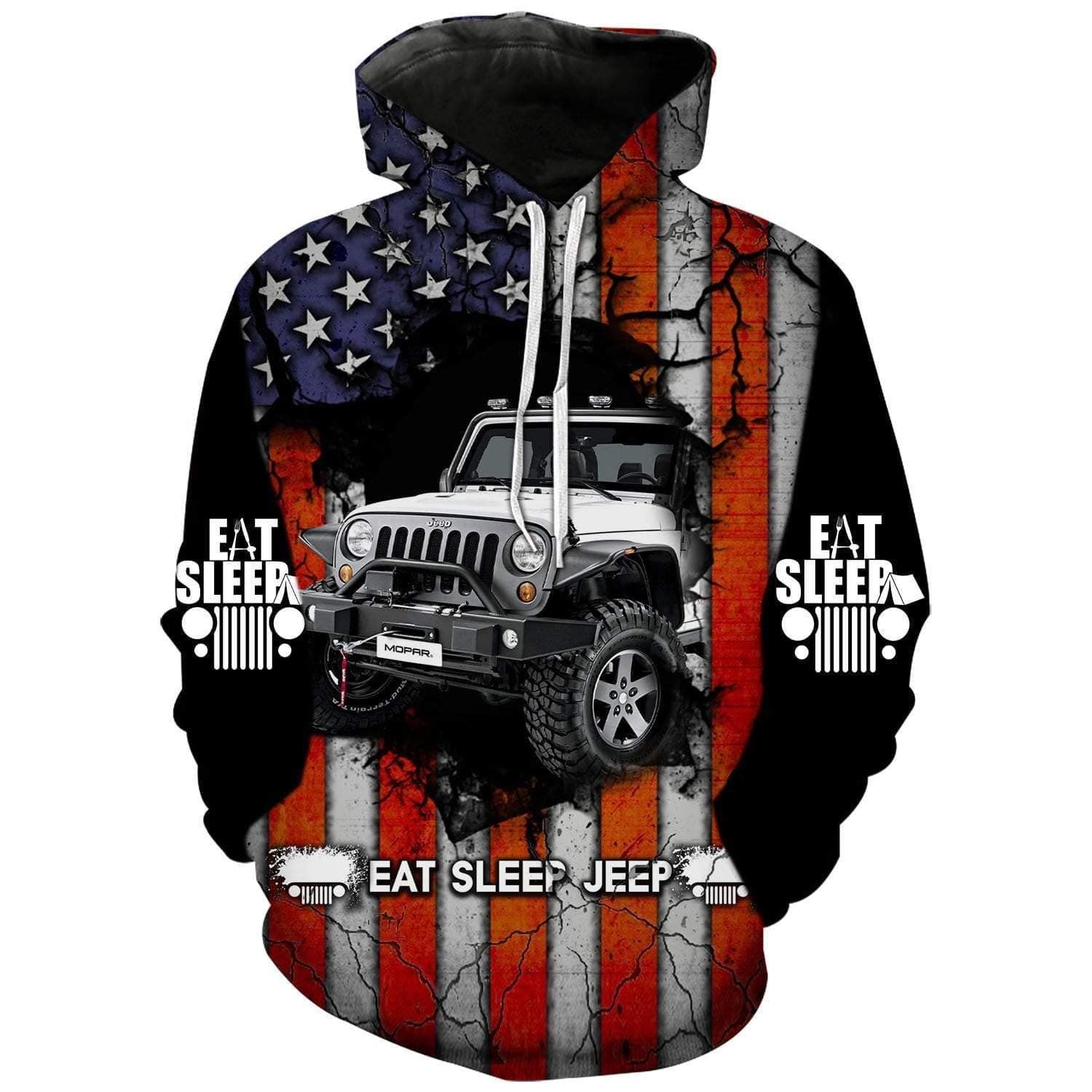 Eat Sleep Jeep with US Flag Hoodie or Tank Top 3D #Va