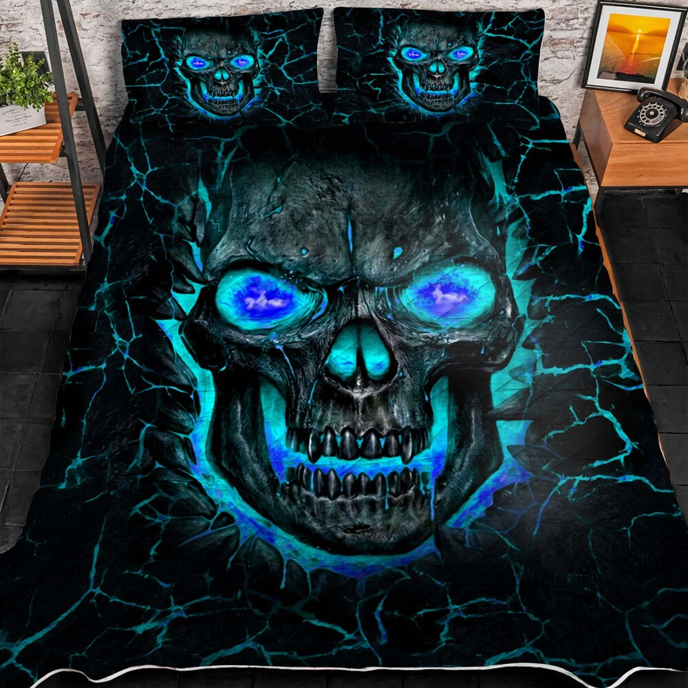 Premium Unique Lava Skull Quilt Bedding Set 3D Multicolor