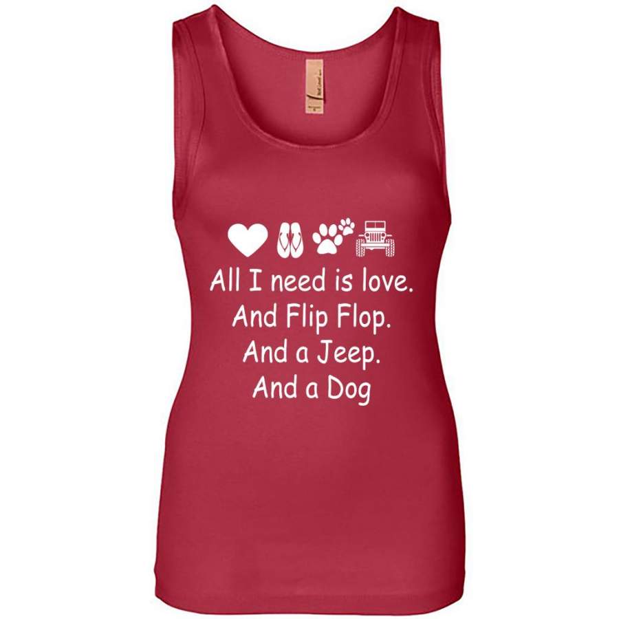 all-i-need-is-love-and-flip-flops-and-a-jeep-and-a-dog-womens-jersey-tank