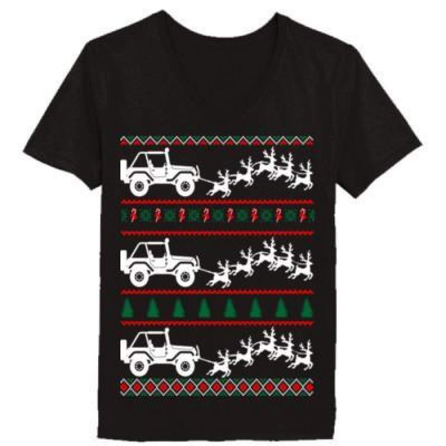 agr-jeep-ugly-christmas-sweater-ladies-v-neck-t-shirt